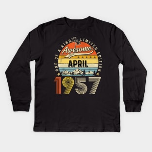 Awesome Since April 1957 Vintage 66th Birthday Kids Long Sleeve T-Shirt